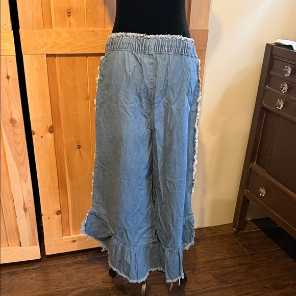 SHEIN Blue Wide Leg Frayed Pants - Picture 4 of 4